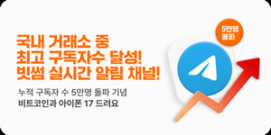 빗썸, 텔레그램 구독자 5만 돌파 기념 특별 이벤트 실시