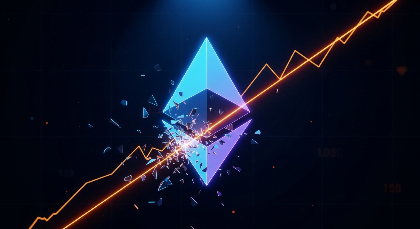 이더리움($ETH), 상승 추세선 붕괴… 4,300달러 지지선 무너지면 10% 추가 하락 우려