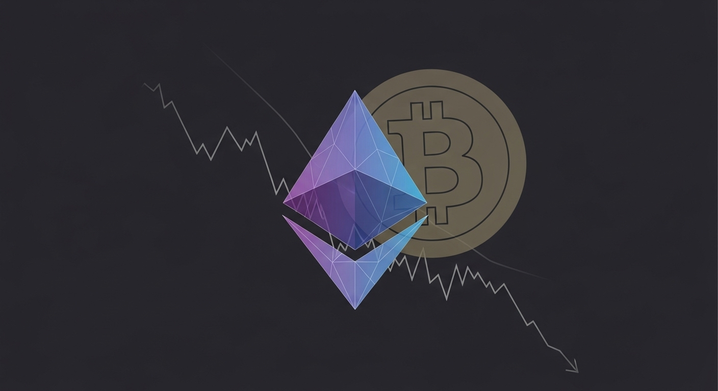 이더리움($ETH), 비트코인($BTC) 대비 부진 지속… ETH/BTC 비율 0.039까지 하락