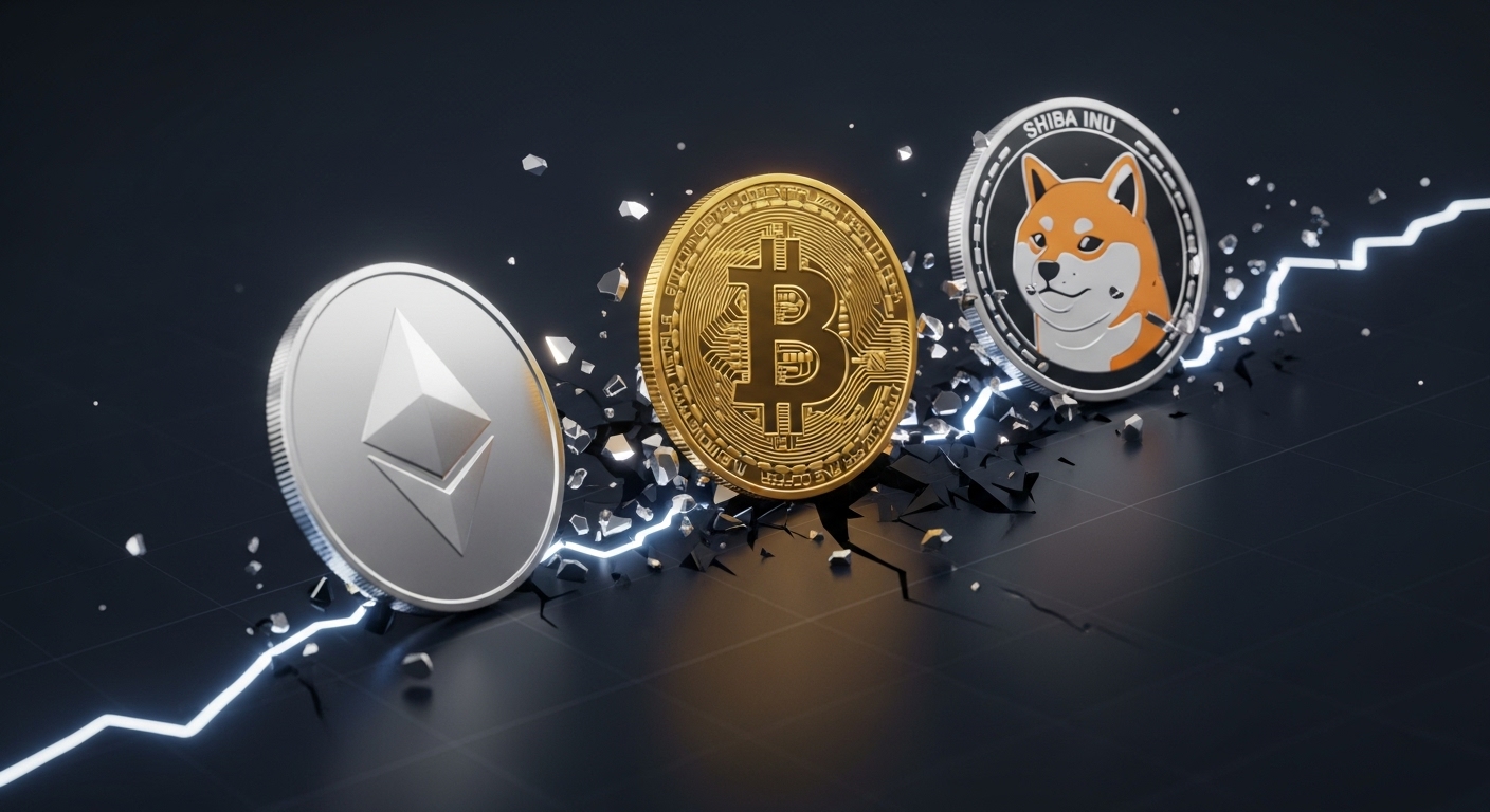 시바이누·이더리움·비트코인, 핵심 지지선 붕괴…추가 하락 신호 강화