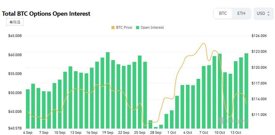 [비트 옵션 데일리] 미결제약정 604억 달러…거래량 2배 ‘껑충’