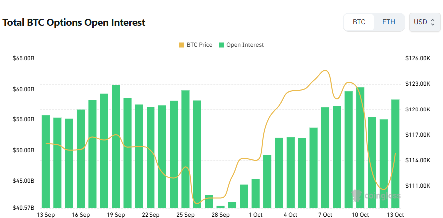 [비트 옵션 데일리] 미결제약정 5% 회복…12.4만 달러 콜옵션에 거래 쏠려
