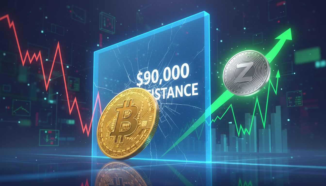 비트코인 9만 달러 또 실패…제캐시(ZEC) 13% 급등 ‘차별화’