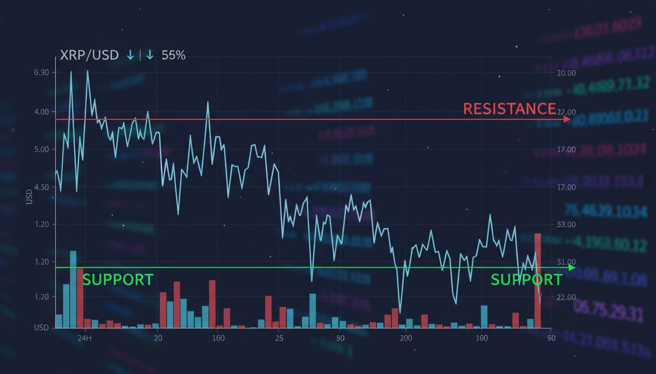XRP, 1.80달러 지지선 근접…하락 채널 돌파 전까지 반등 제한