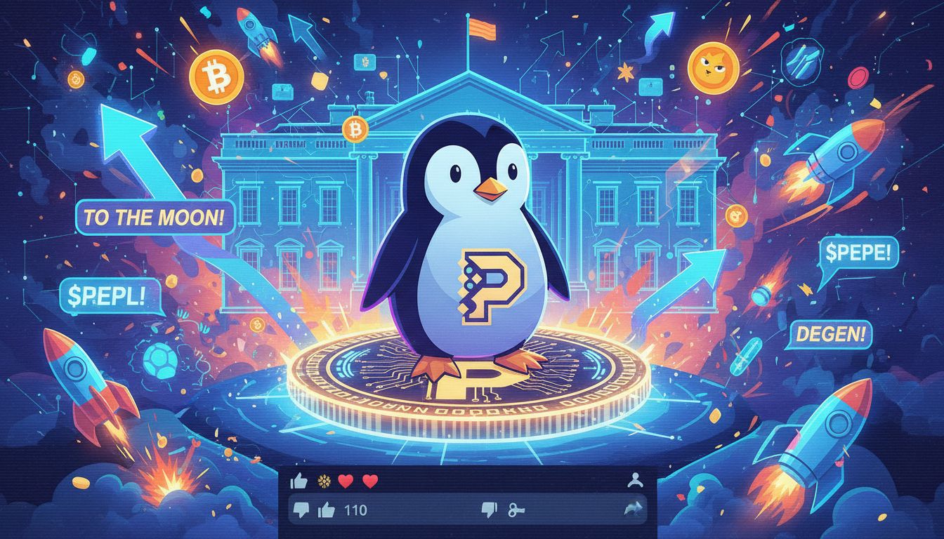 펭귄 밈코인, 백악관 게시물 타고 1만8000% 폭등…시총 2,500억 원 돌파