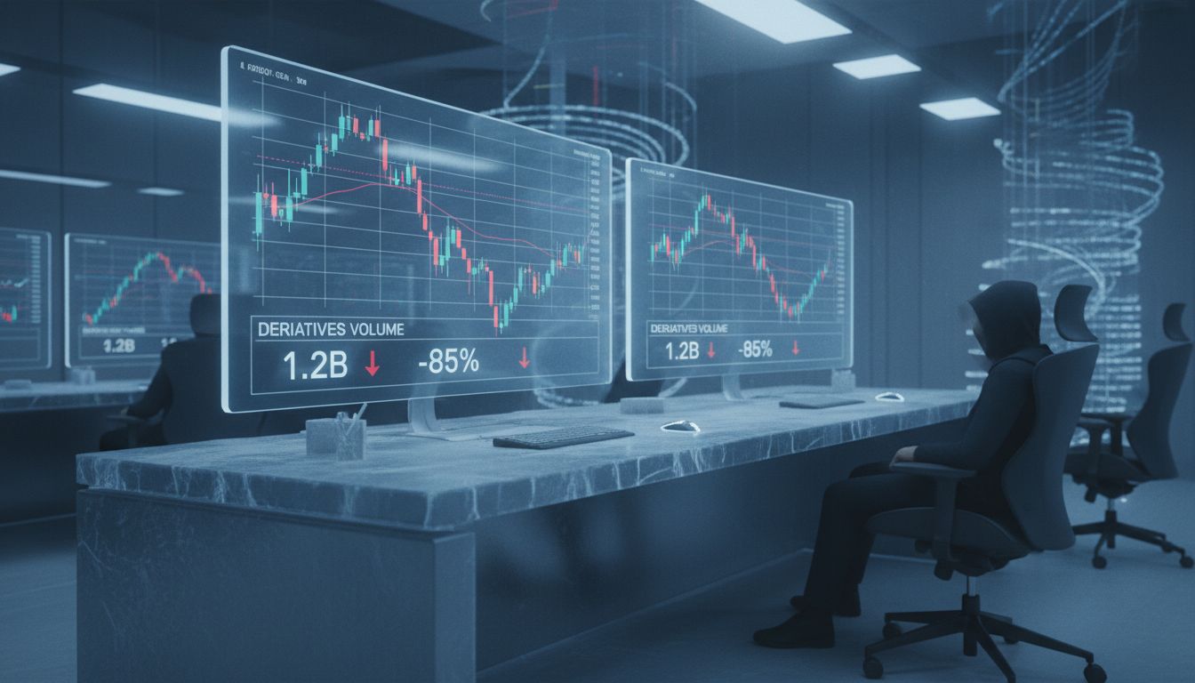 암호화폐 파생상품 거래량, 2025년 12월 연중 최저… ‘레버리지 축소와 투자심리 위축’